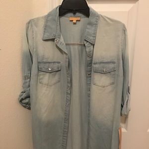 Jean button up top